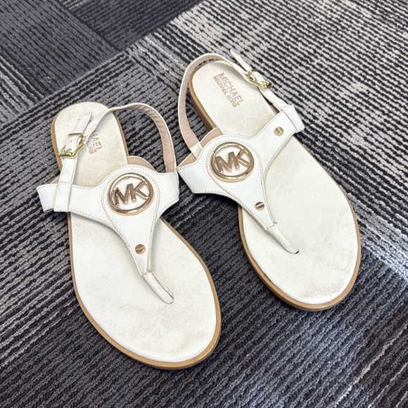 Michael Kors Shoes - Michael Kors Sandals Rose Gold, Gold and white